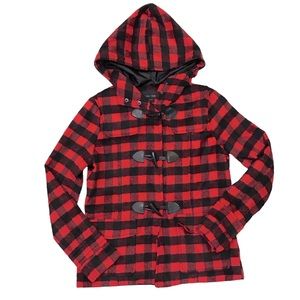 🆕 Black & Red Buffalo Check Lined Flannel Coat